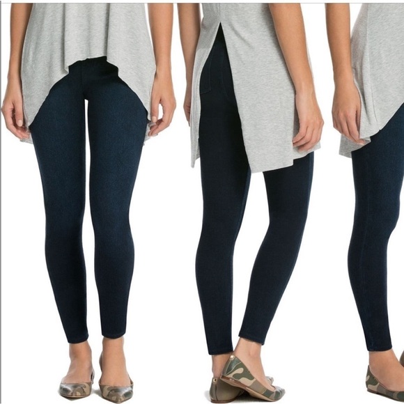 $148 SPANX Jeanish Leggings premium denim flatterfit indigo 27” inseam small - Picture 2 of 16
